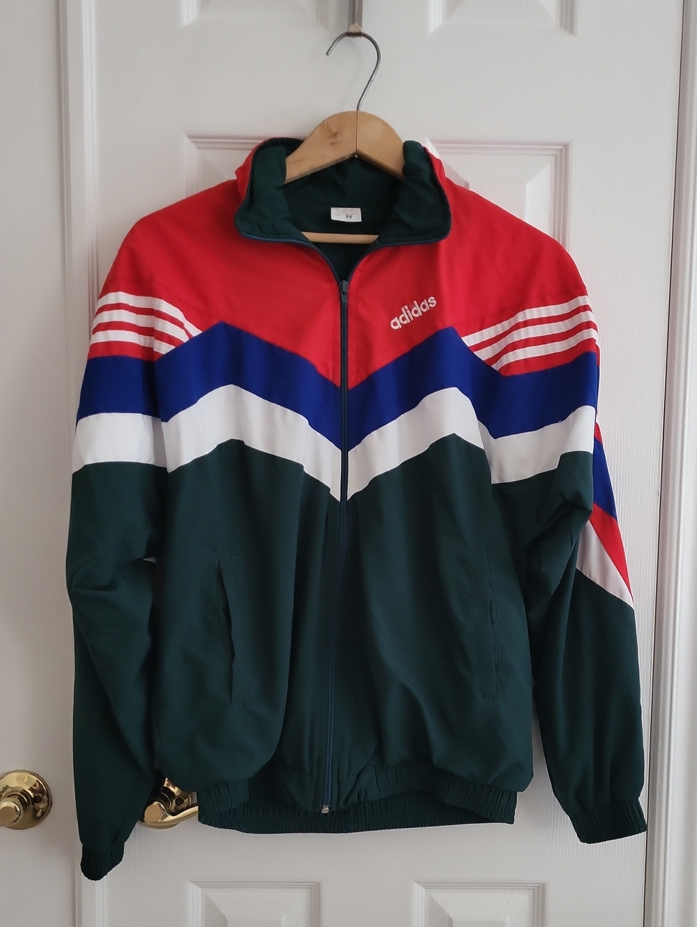 Vintage "Adidas" Colorblock Lightweight Track Jacket in Red, Blue, White, Green